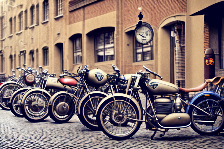 Vintage motorcycles from different eras