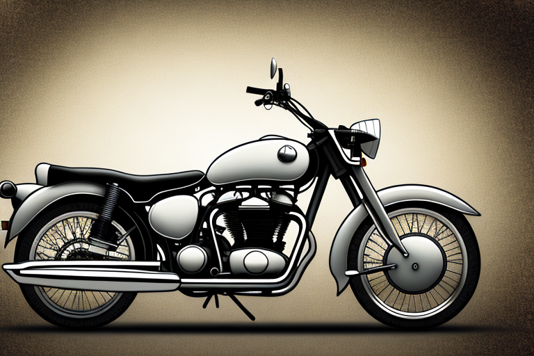 A classic motorcycle parked against a vintage backdrop