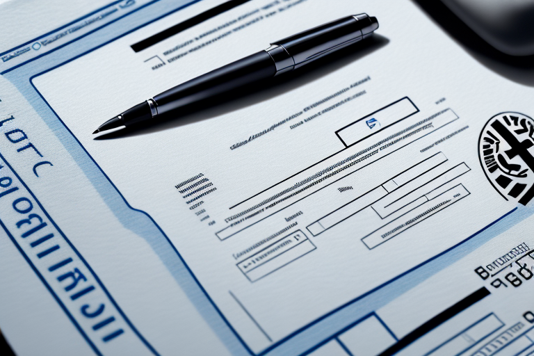 A german vehicle registration document (fahrzeugbrief) next to a stylized depiction of a german car