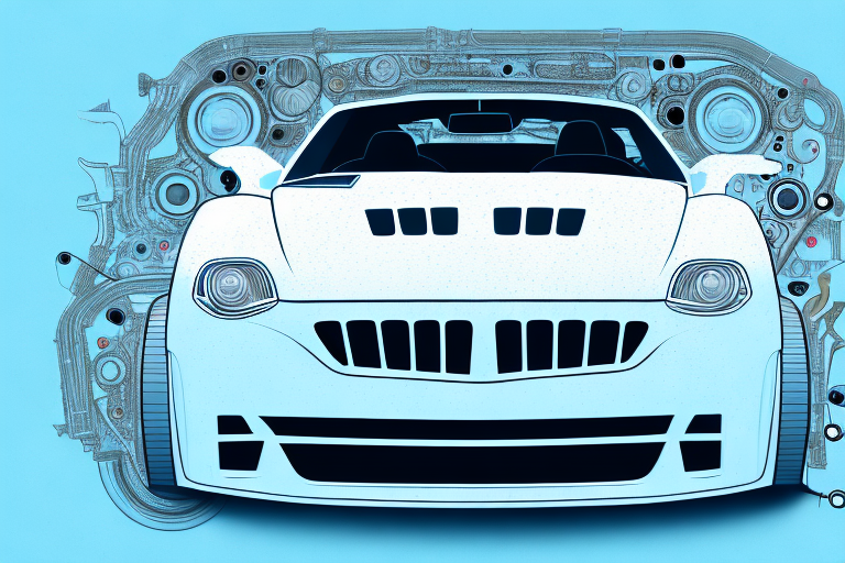 A sports car with open hood revealing enhanced engine parts