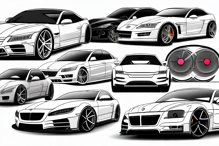 Several high-performance cars in a large