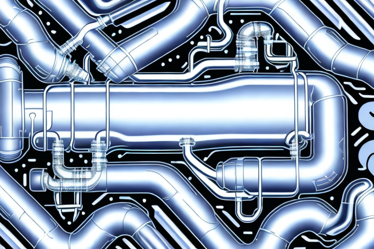 A car exhaust system with various tuning parts