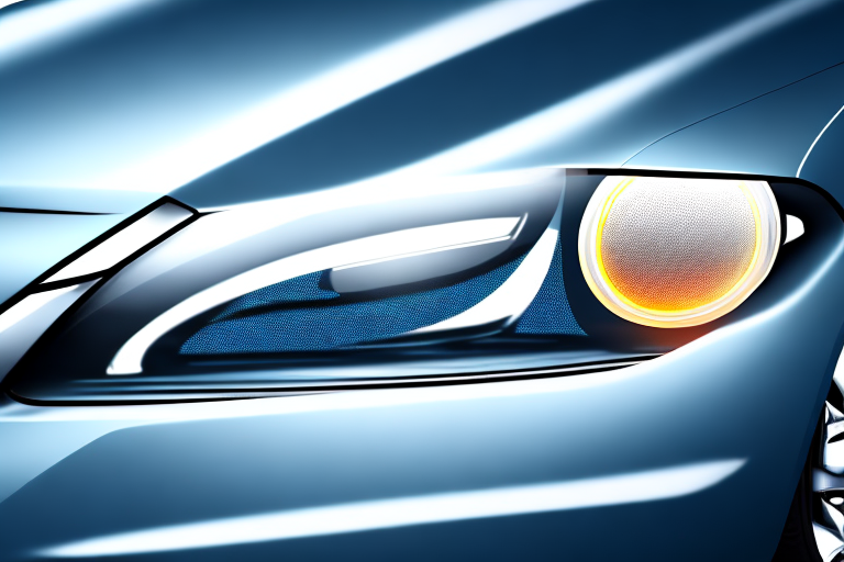 A car's headlight being polished with a cloth