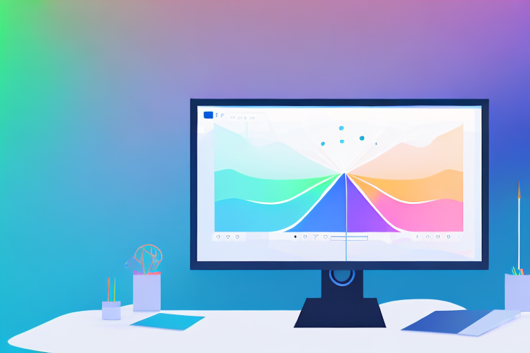 A computer monitor displaying a gradient of colors