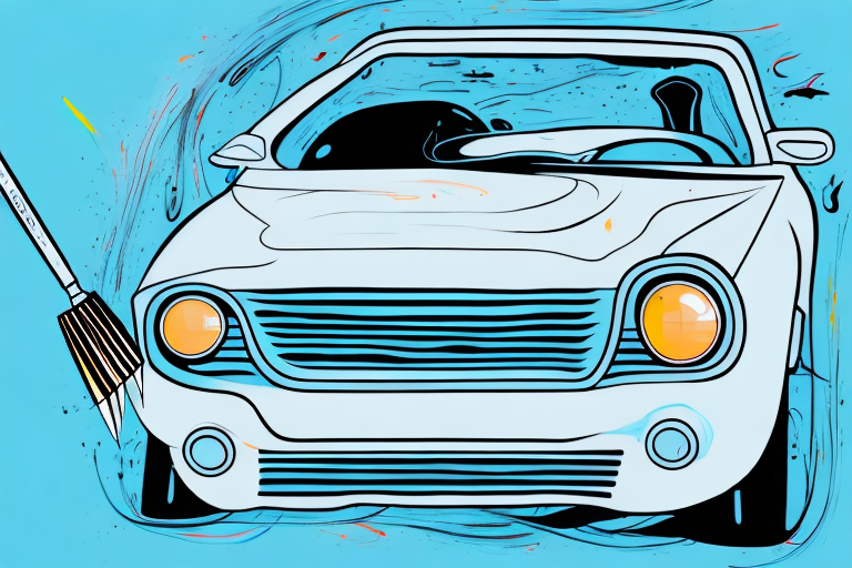 A car's headlight being painted from the inside