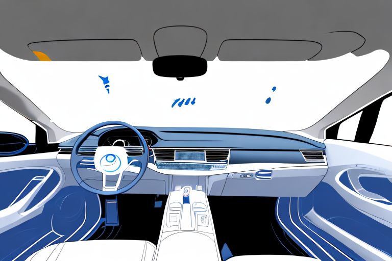 A car interior with cleaning tools such as a vacuum cleaner