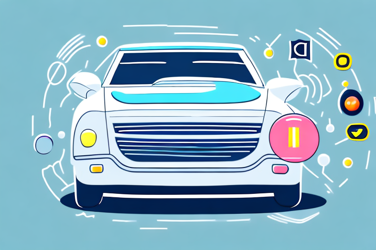 A car with various highlighted features