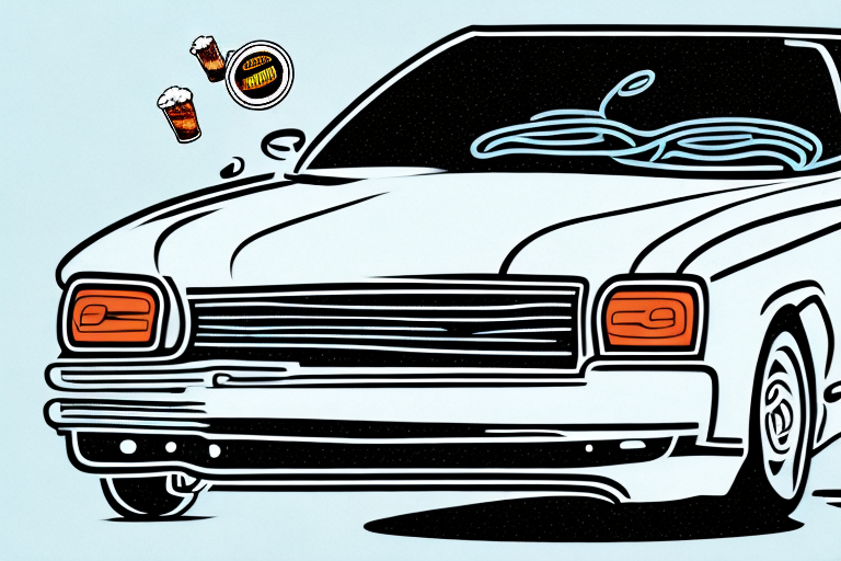 An open car with a six-pack of beer spilled on the back seat