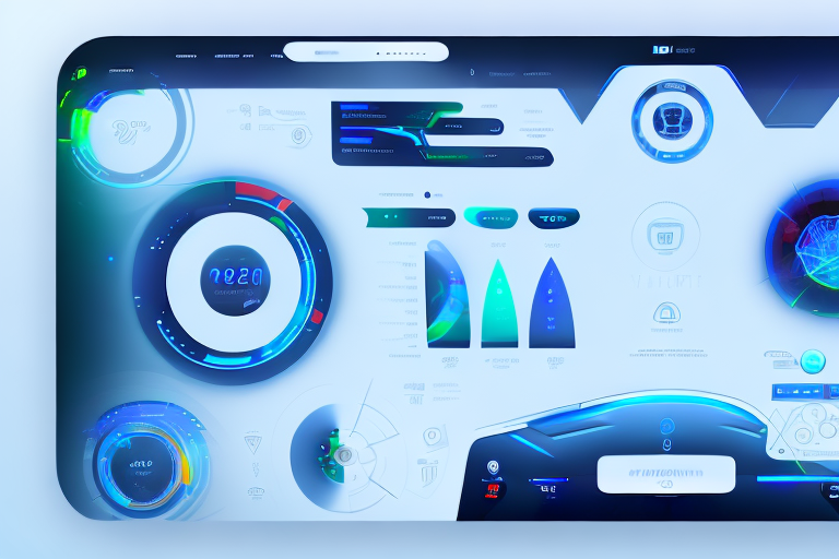 A futuristic car cockpit with advanced digital displays