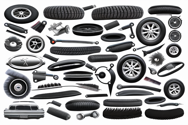 Various car parts such as tires