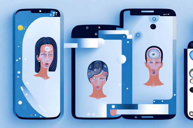 Several smartphones displaying different digital effects and filters