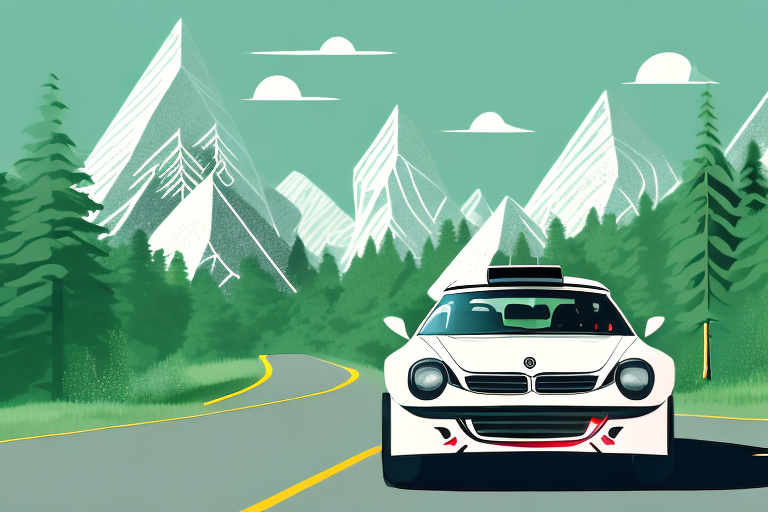 A dynamic scene of a rally car speeding through a picturesque german countryside