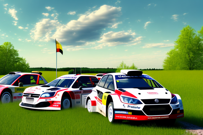 Several rally cars of different makes and models