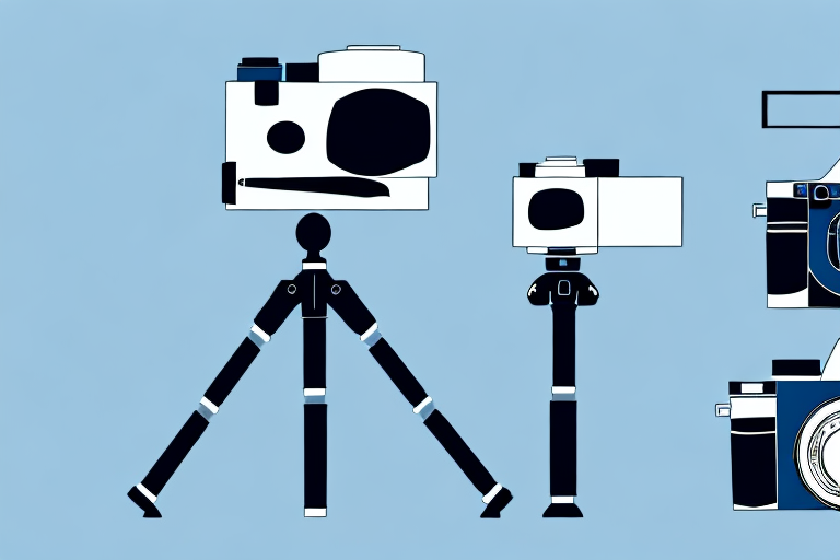 A camera on a tripod focused on a sleek