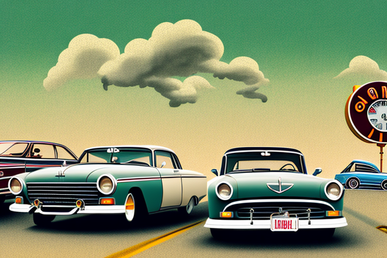 Vintage cars participating in a rally