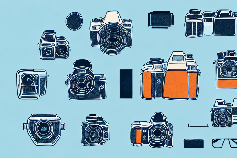 A professional camera with various settings highlighted and symbols indicating their functions