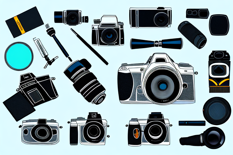 A camera with various tools like a lens