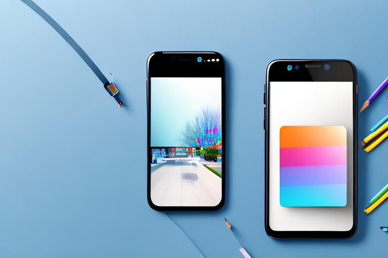 A smartphone displaying a colorful photo gallery