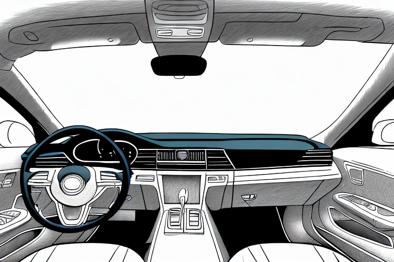 A car interior showcasing various parts such as the steering wheel