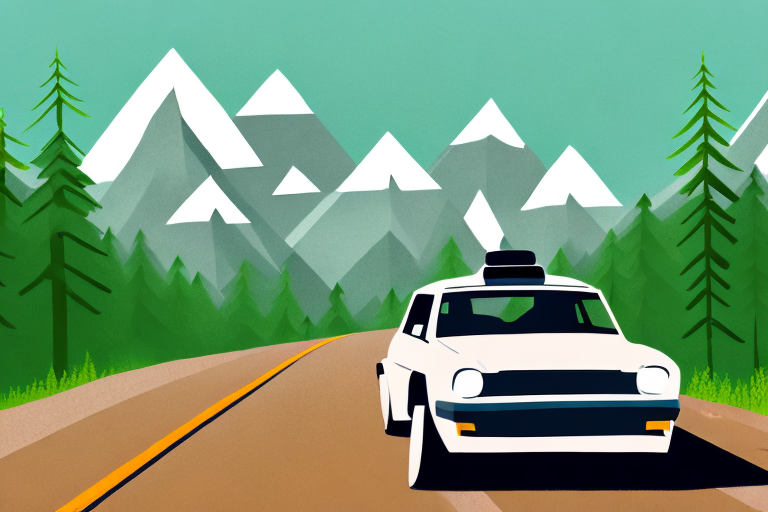 A rally car speeding down a dirt road