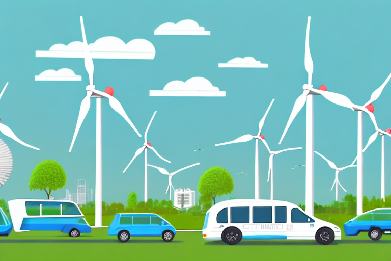 A cityscape with various eco-friendly transportation methods