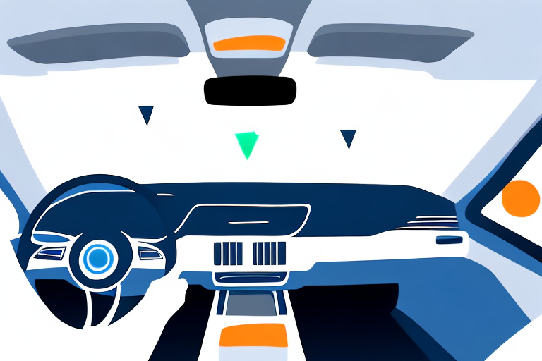 A car interior with a navigation system being installed in the dashboard