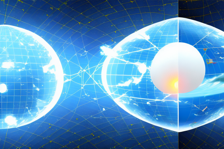 A gps satellite above the earth with visible signals being disrupted