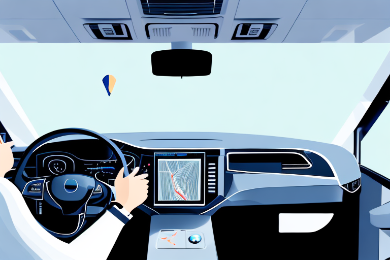 Several high-tech navigation systems displayed on the dashboard of a caravan