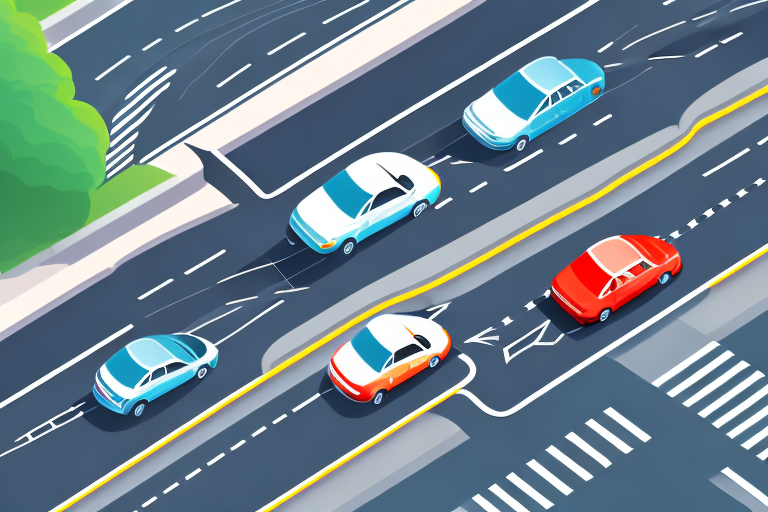 Two cars on a road maintaining a safe distance