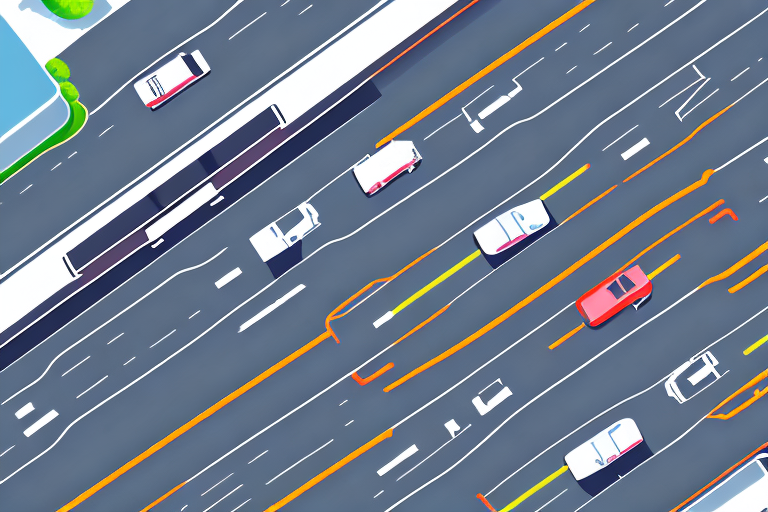 A four-lane road with vehicles positioned correctly to form a rescue lane in the middle