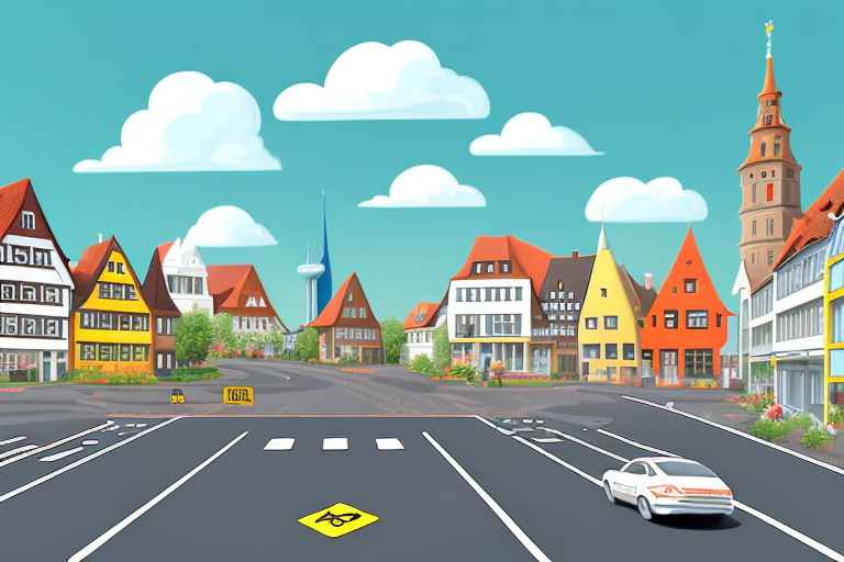 A german city street with a prominent "zone 30" sign