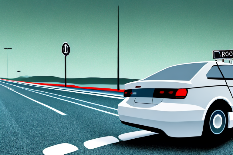 A car on the road maintaining a safe distance from the car in front