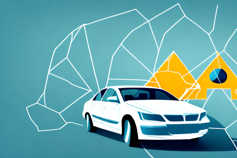 A broken down car on a busy highway with warning triangles placed behind it