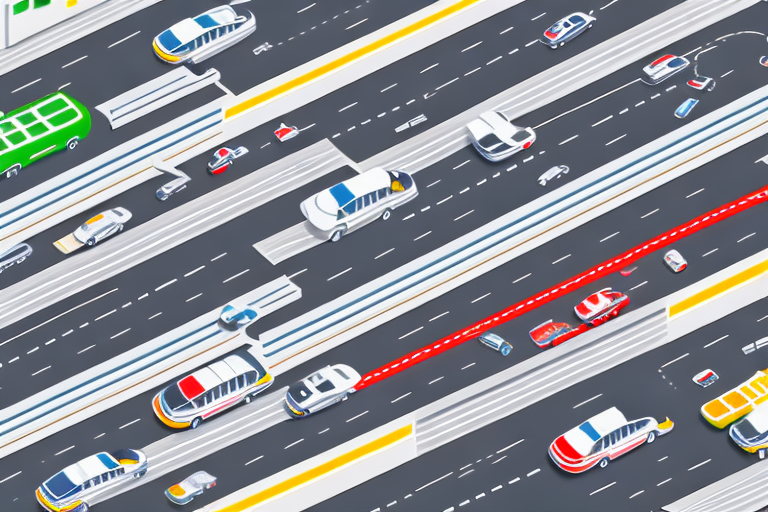A german autobahn with various traffic signs and symbols