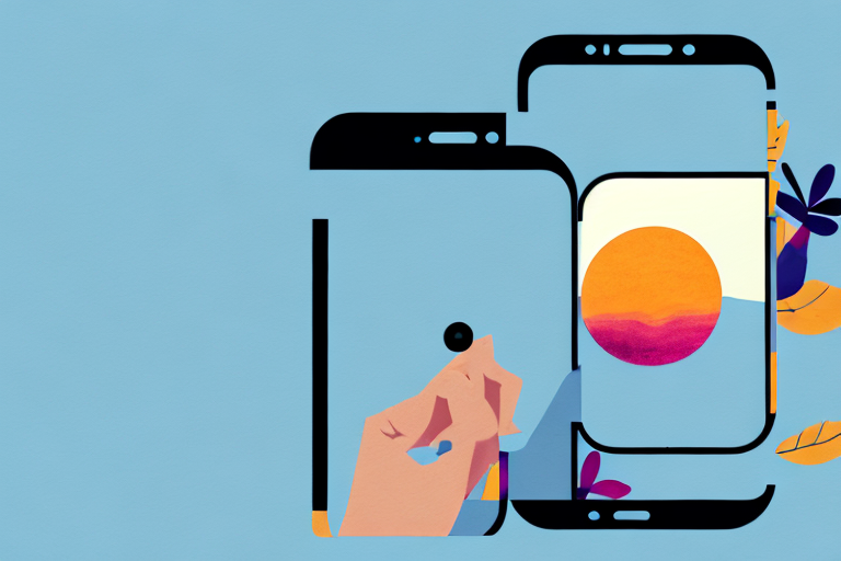 A smartphone positioned to capture a scenic view