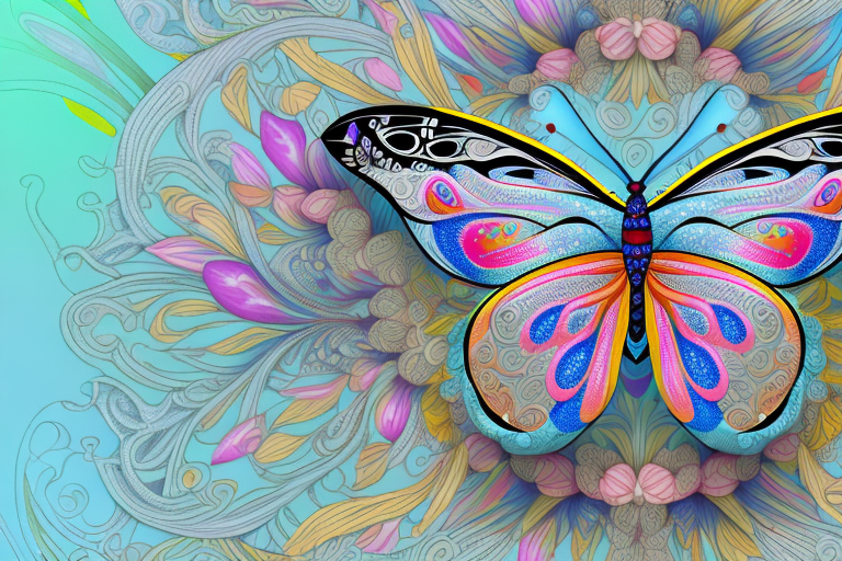 A close-up view of a butterfly perched on a vibrant flower