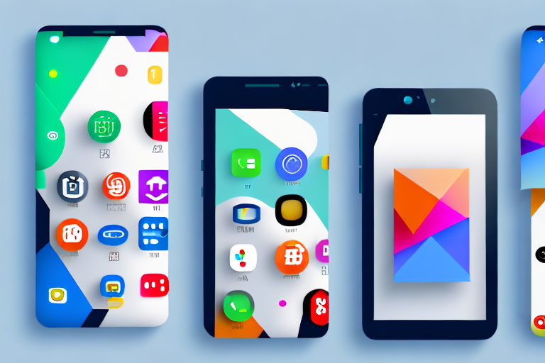 A variety of smartphones displaying different colorful app icons on their screens