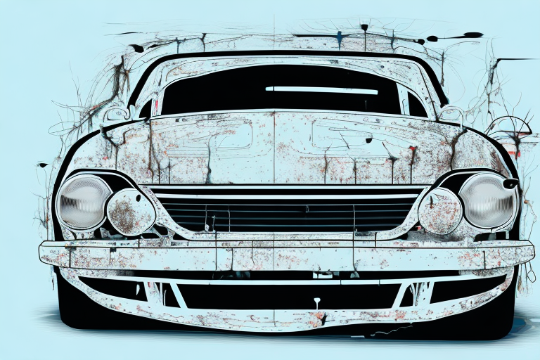 A car body in the process of being stripped of its paint