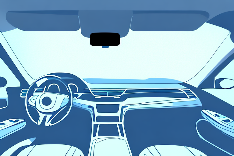 A car interior with fogged up windows and a dehumidifier