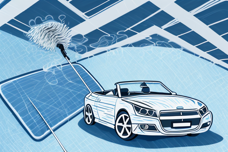 A convertible car with a fabric roof