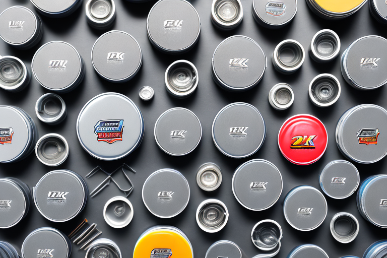 A variety of 2k putty containers with different types of auto repair tools