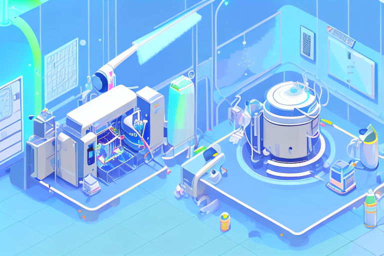 A cleaning machine in the middle of a sparkling clean room