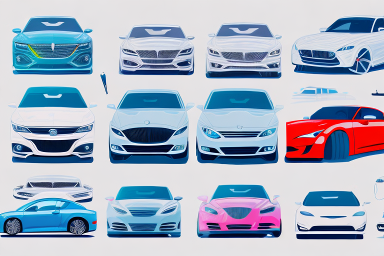 A variety of car models in different stages of being painted