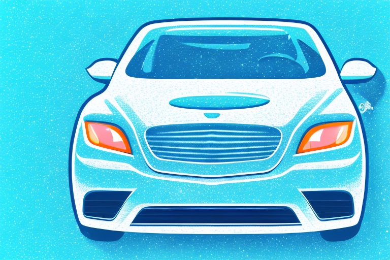 A platinum-colored car gleaming under a spotlight