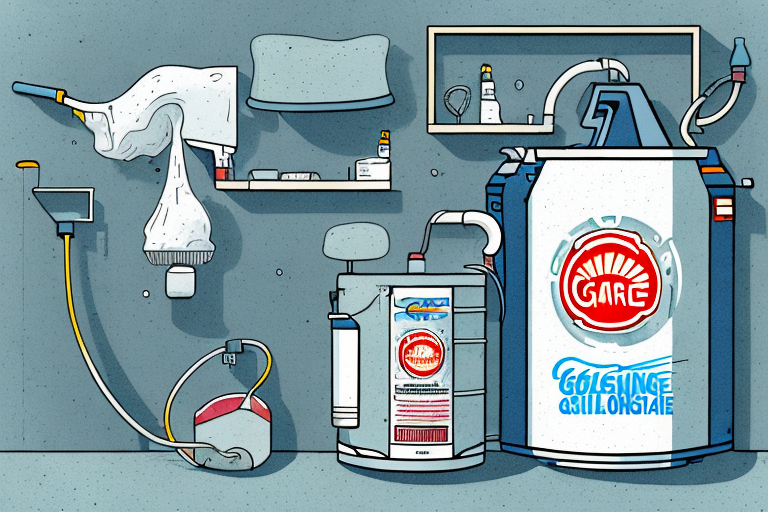 A garage scene with an open gasoline can