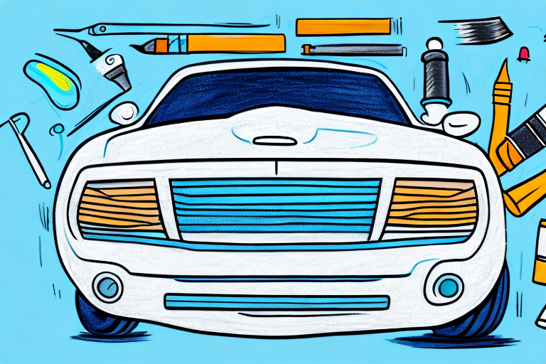 A car's fender in the process of being painted