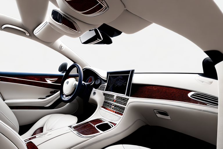 A luxurious car interior focusing on the detailed