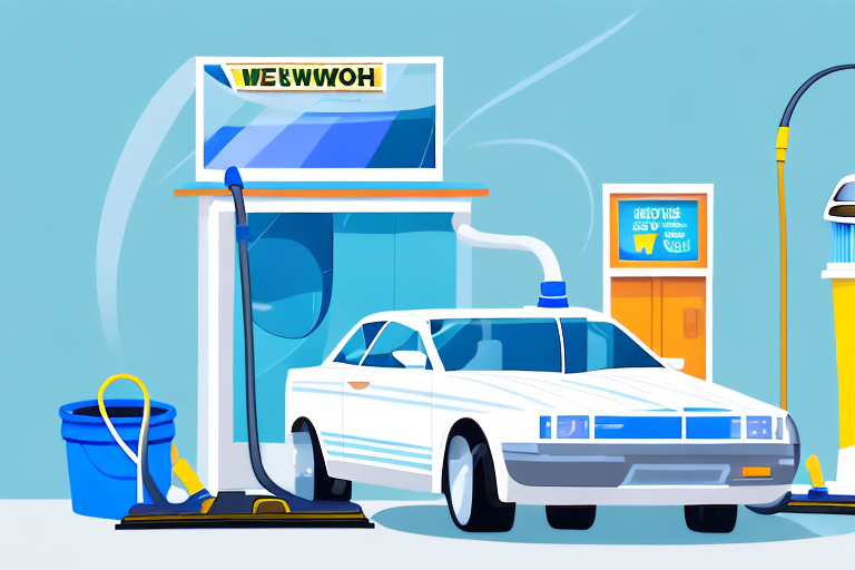 A car in a self-service car wash station