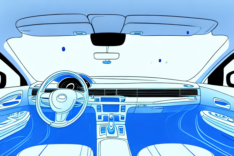 A car interior with visible condensation on the inside of the windows