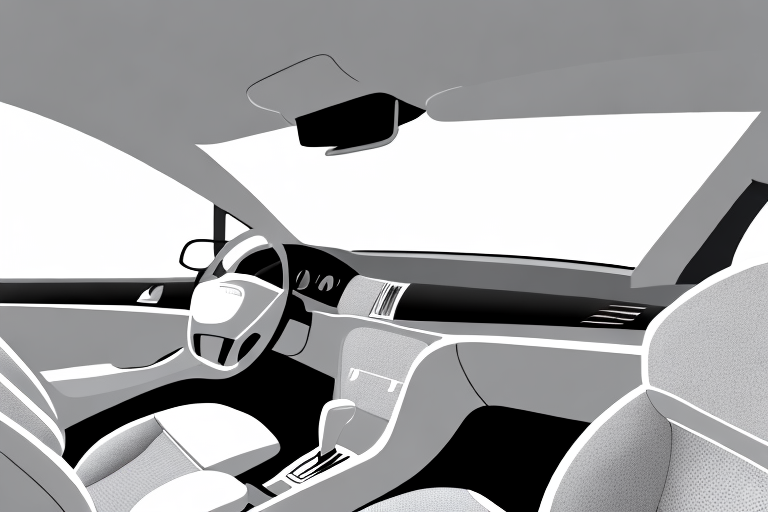 A car interior focusing on the fabric seats